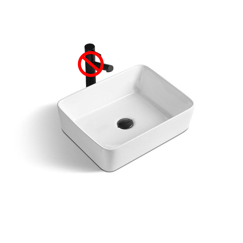 Contemporary Bathroom Sink with Pop-Up Drain Rectangular Vessel Bathroom Sink Only