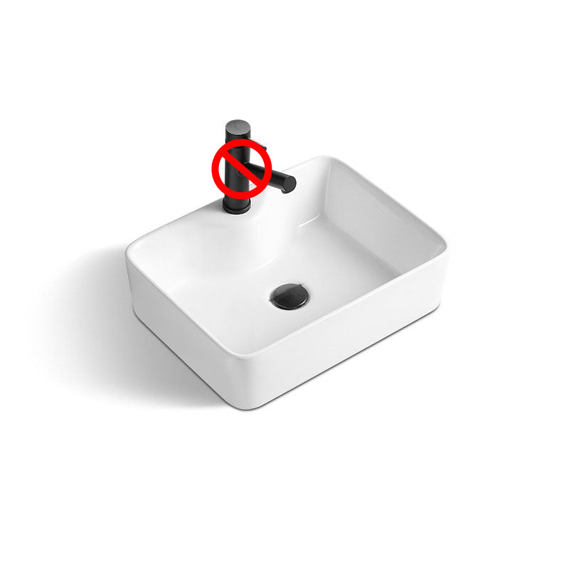 Contemporary Bathroom Sink with Pop-Up Drain Rectangular Vessel Bathroom Sink Only