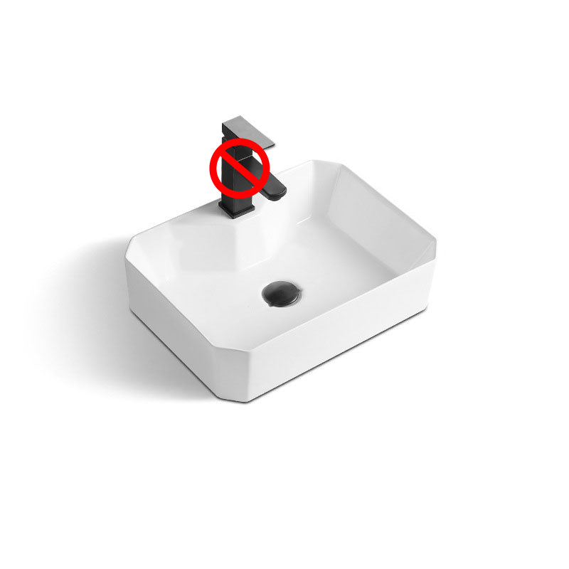 Contemporary Bathroom Sink with Pop-Up Drain Rectangular Vessel Bathroom Sink Only
