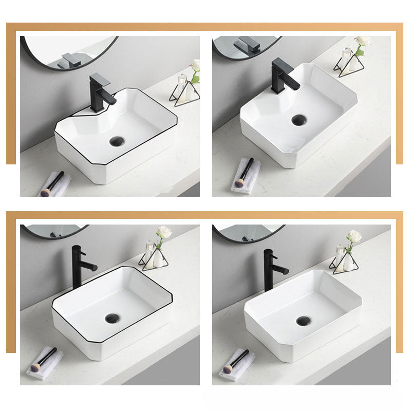 Contemporary Bathroom Sink with Pop-Up Drain Rectangular Vessel Bathroom Sink Only