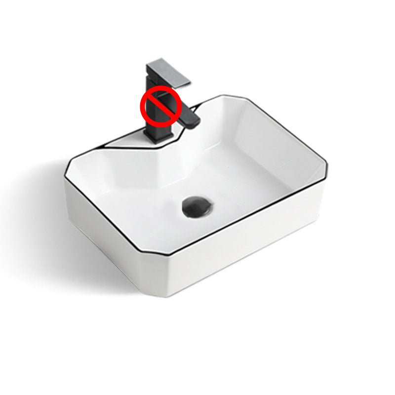 Contemporary Bathroom Sink with Pop-Up Drain Rectangular Vessel Bathroom Sink Only