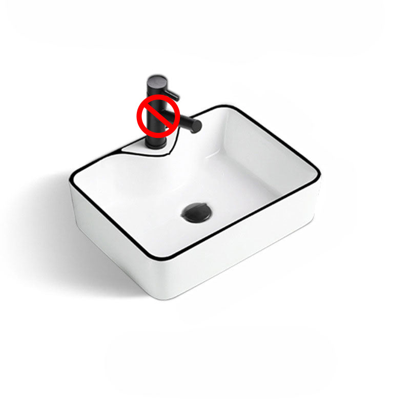 Contemporary Bathroom Sink with Pop-Up Drain Rectangular Vessel Bathroom Sink Only
