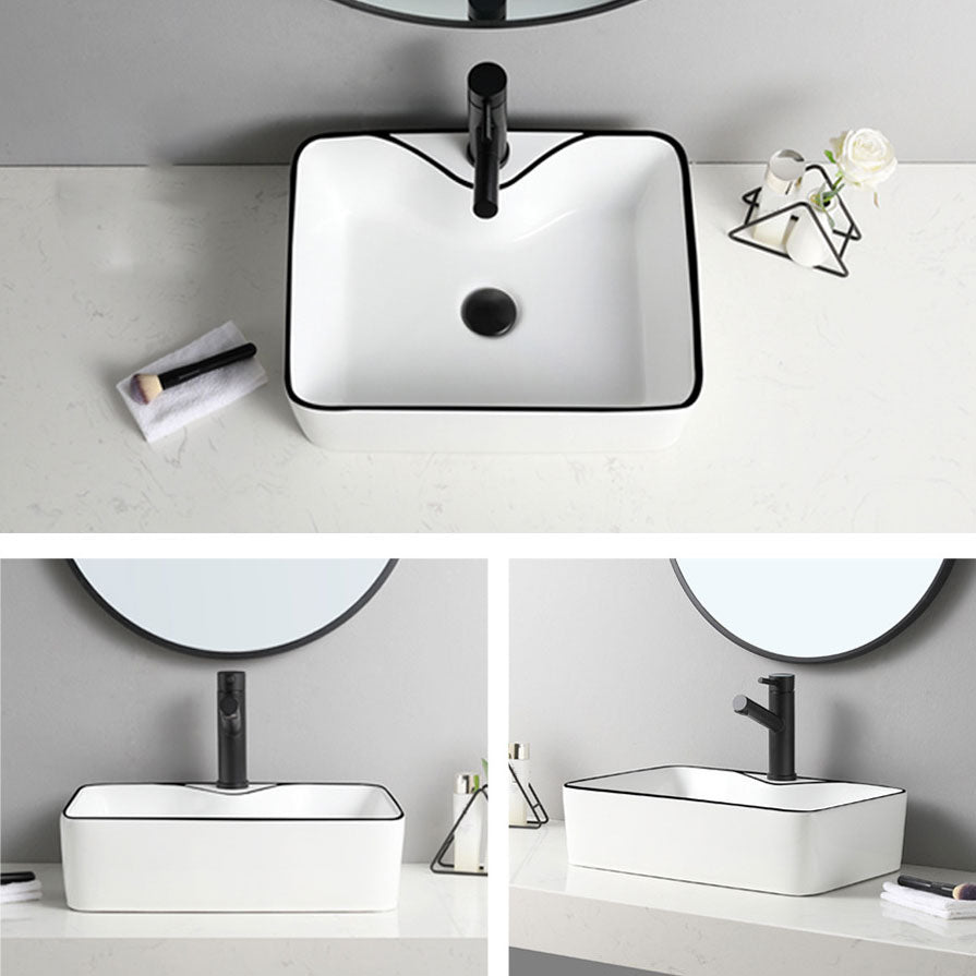 Contemporary Bathroom Sink with Pop-Up Drain Rectangular Vessel Bathroom Sink Only