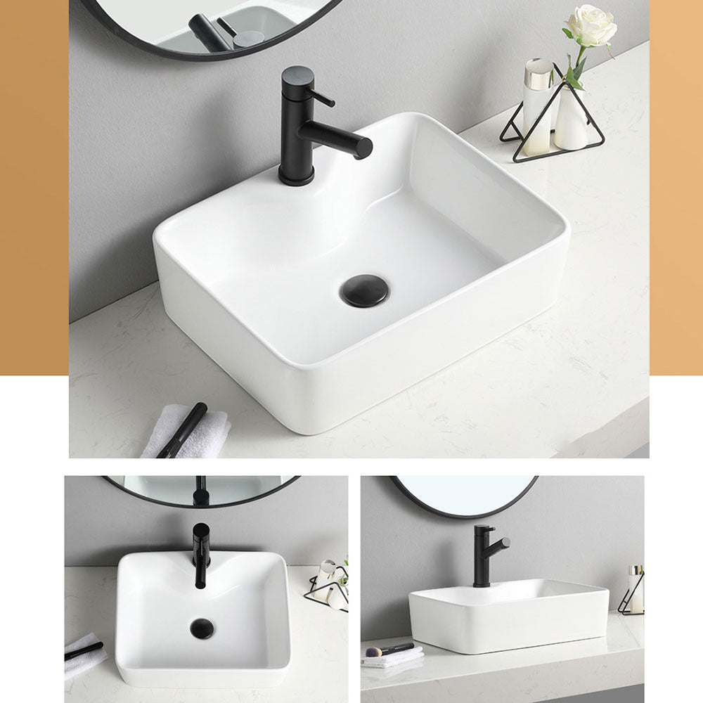 Contemporary Bathroom Sink with Pop-Up Drain Rectangular Vessel Bathroom Sink Only