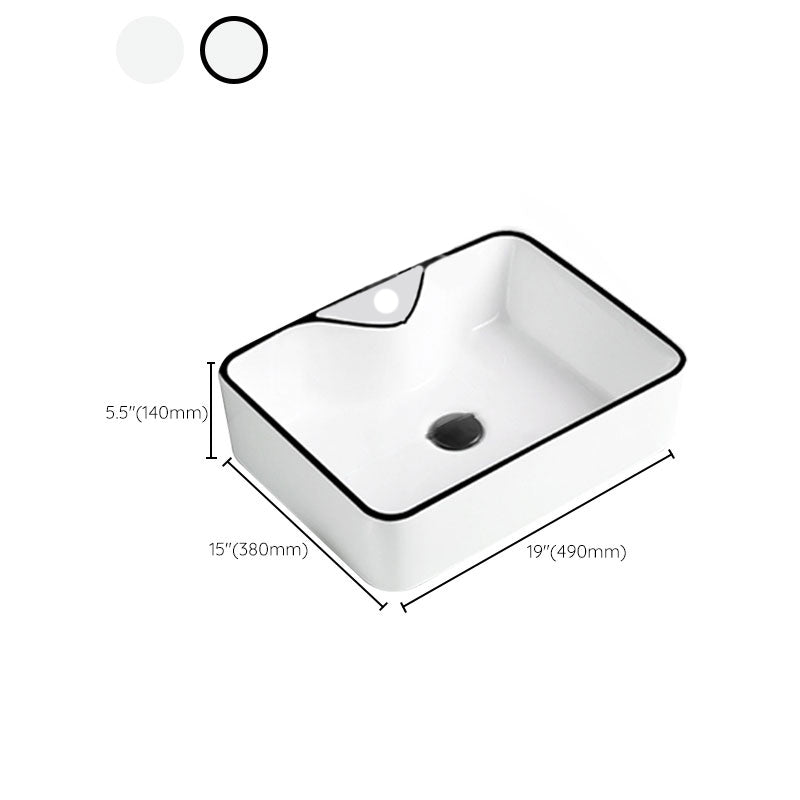 Contemporary Bathroom Sink with Pop-Up Drain Rectangular Vessel Bathroom Sink Only