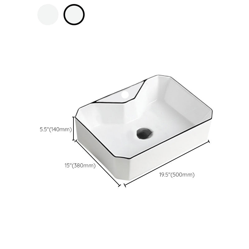 Contemporary Bathroom Sink with Pop-Up Drain Rectangular Vessel Bathroom Sink Only