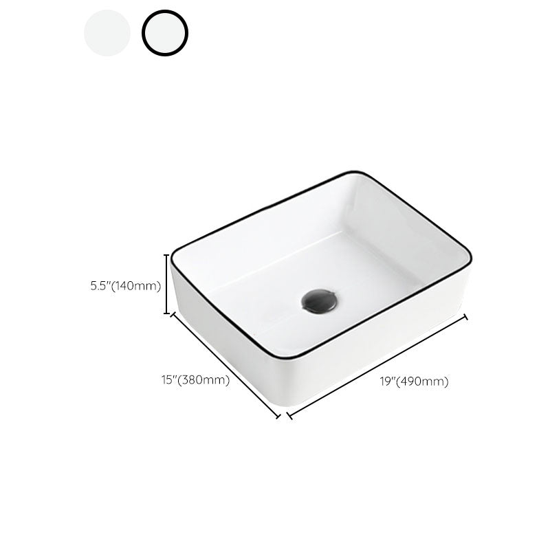 Contemporary Bathroom Sink with Pop-Up Drain Rectangular Vessel Bathroom Sink Only
