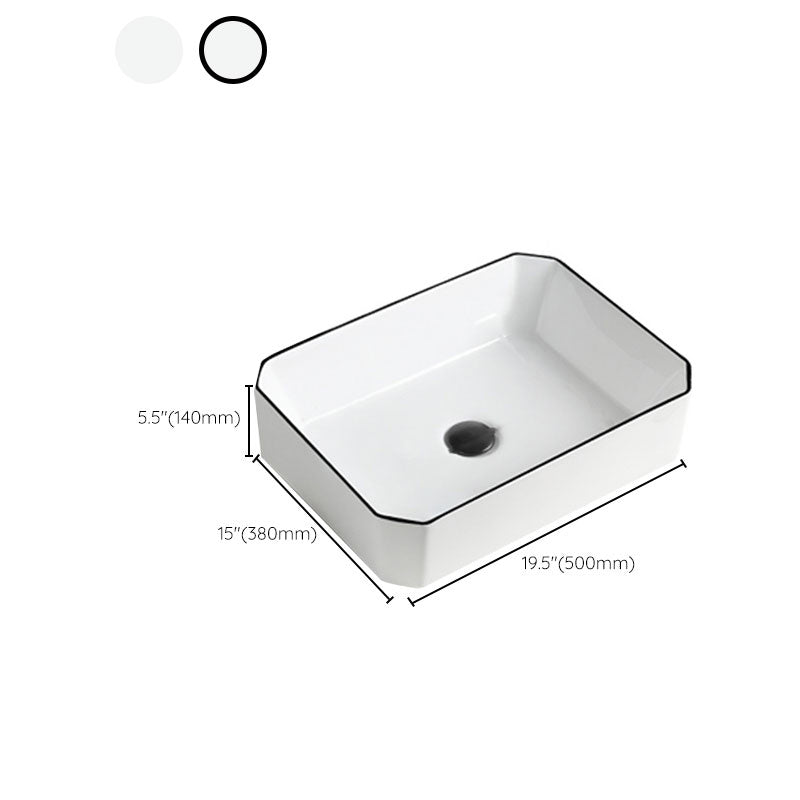 Contemporary Bathroom Sink with Pop-Up Drain Rectangular Vessel Bathroom Sink Only