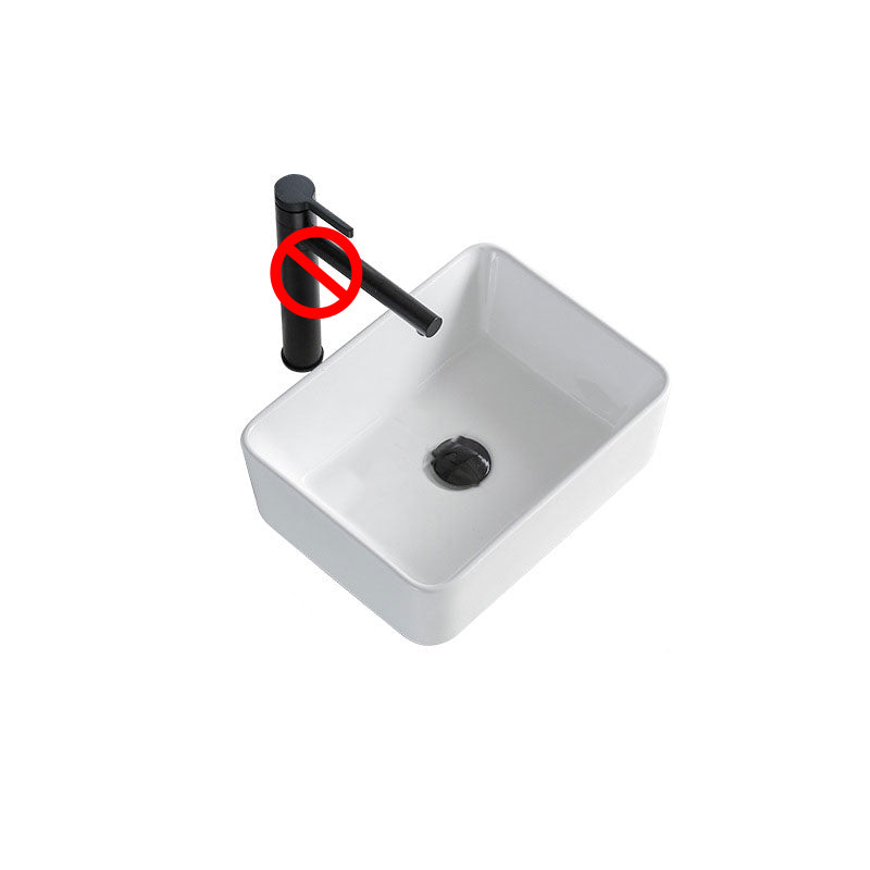 Contemporary Bathroom Sink Porcelain Rectangular Vessel Lavatory Sink Only