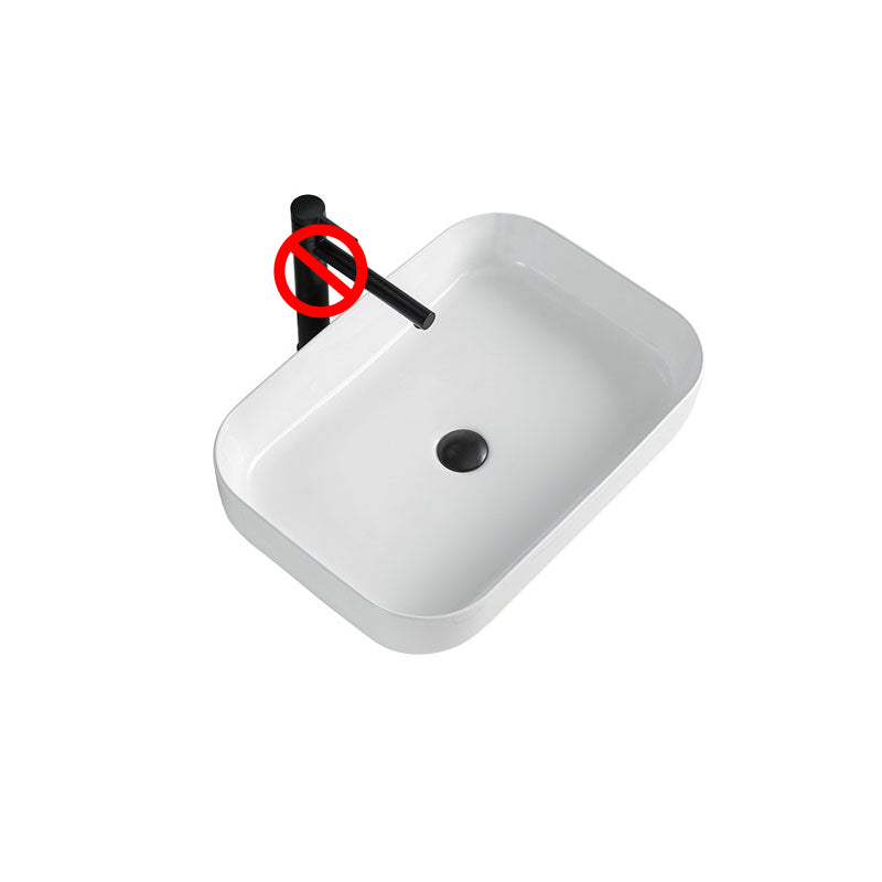Contemporary Bathroom Sink Porcelain Rectangular Vessel Lavatory Sink Only
