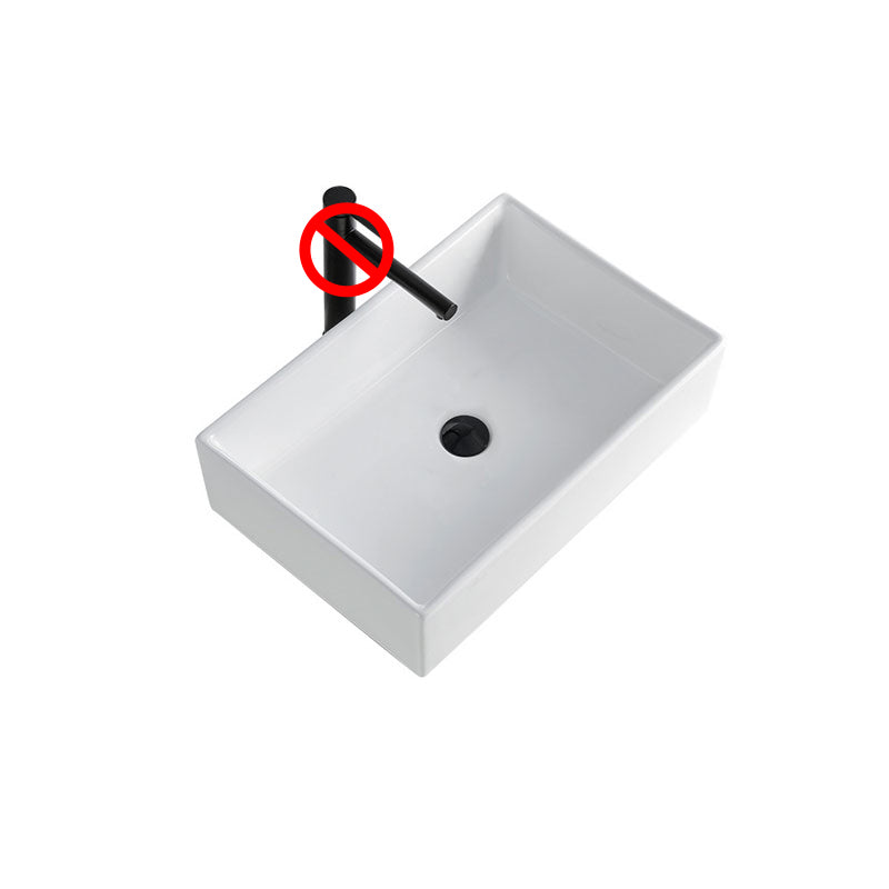 Contemporary Bathroom Sink Porcelain Rectangular Vessel Lavatory Sink Only