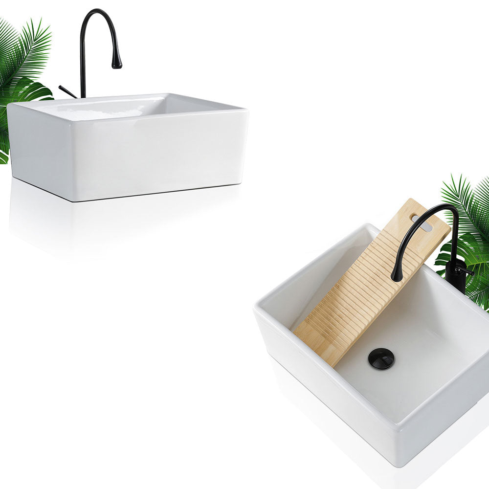 Contemporary Bathroom Sink Porcelain Rectangular Vessel Lavatory Sink Only