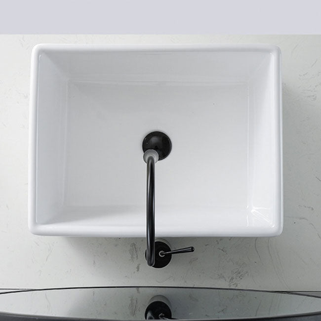 Contemporary Bathroom Sink Porcelain Rectangular Vessel Lavatory Sink Only