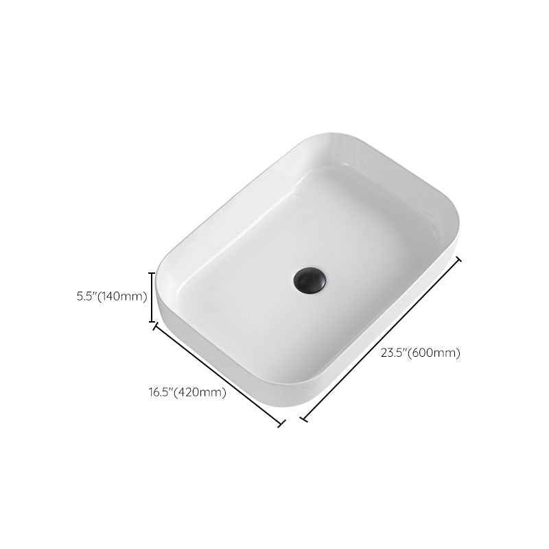 Contemporary Bathroom Sink Porcelain Rectangular Vessel Lavatory Sink Only