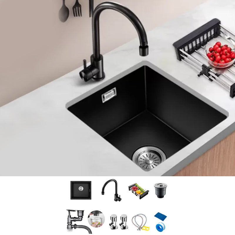 Black Kitchen Sink Ceramic Pull-out Faucet Anti-spill Rod Handle Sink