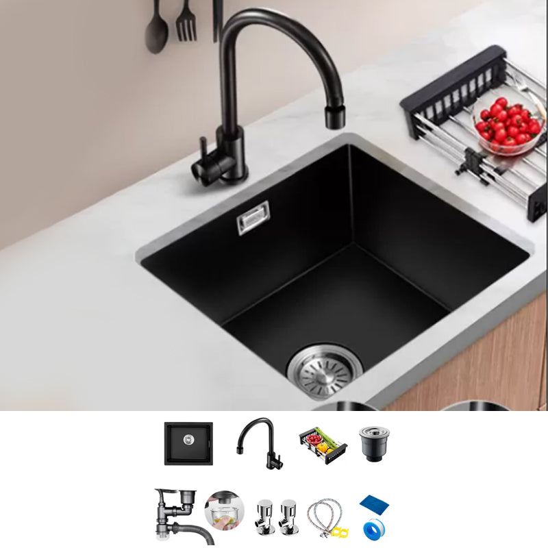 Black Kitchen Sink Ceramic Pull-out Faucet Anti-spill Rod Handle Sink