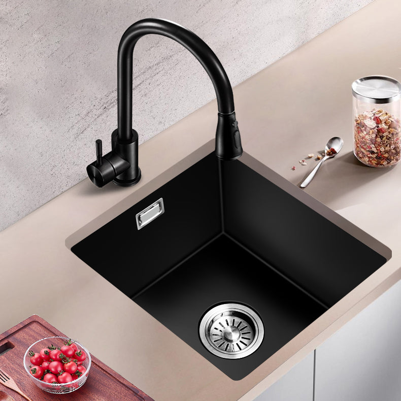 Black Kitchen Sink Ceramic Pull-out Faucet Anti-spill Rod Handle Sink