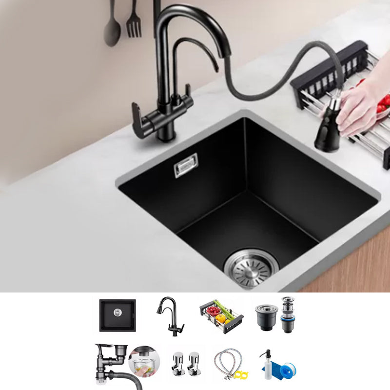 Black Kitchen Sink Ceramic Pull-out Faucet Anti-spill Rod Handle Sink
