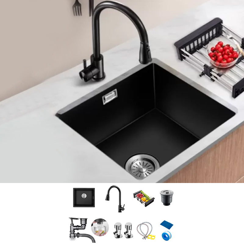 Black Kitchen Sink Ceramic Pull-out Faucet Anti-spill Rod Handle Sink