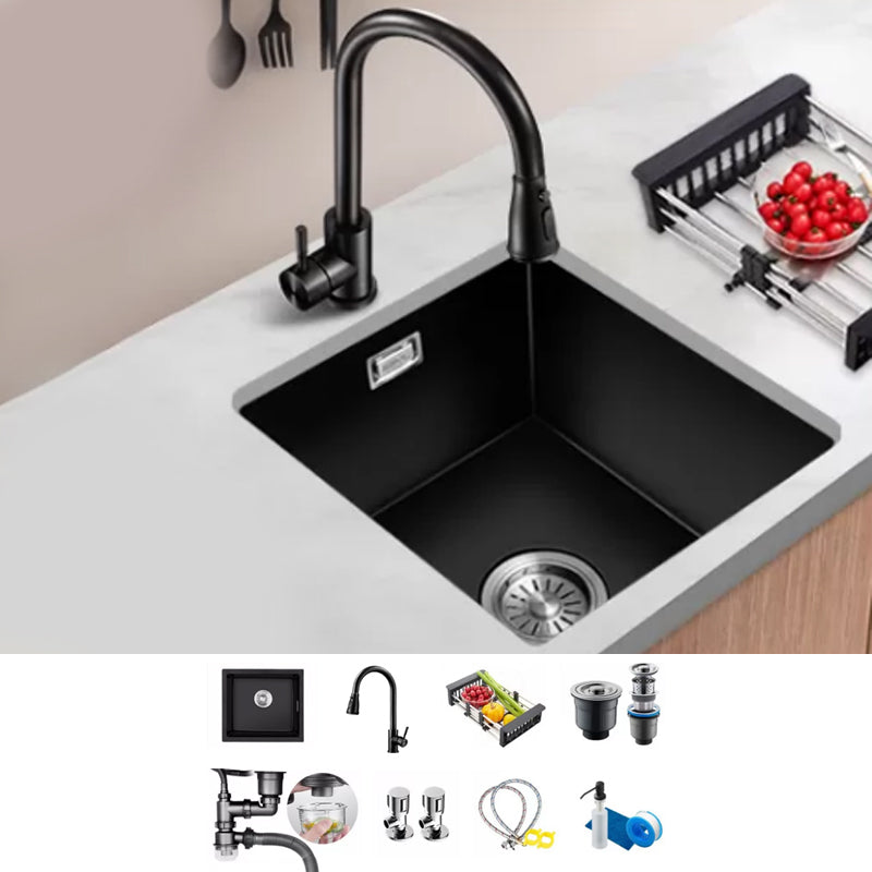 Black Kitchen Sink Ceramic Pull-out Faucet Anti-spill Rod Handle Sink