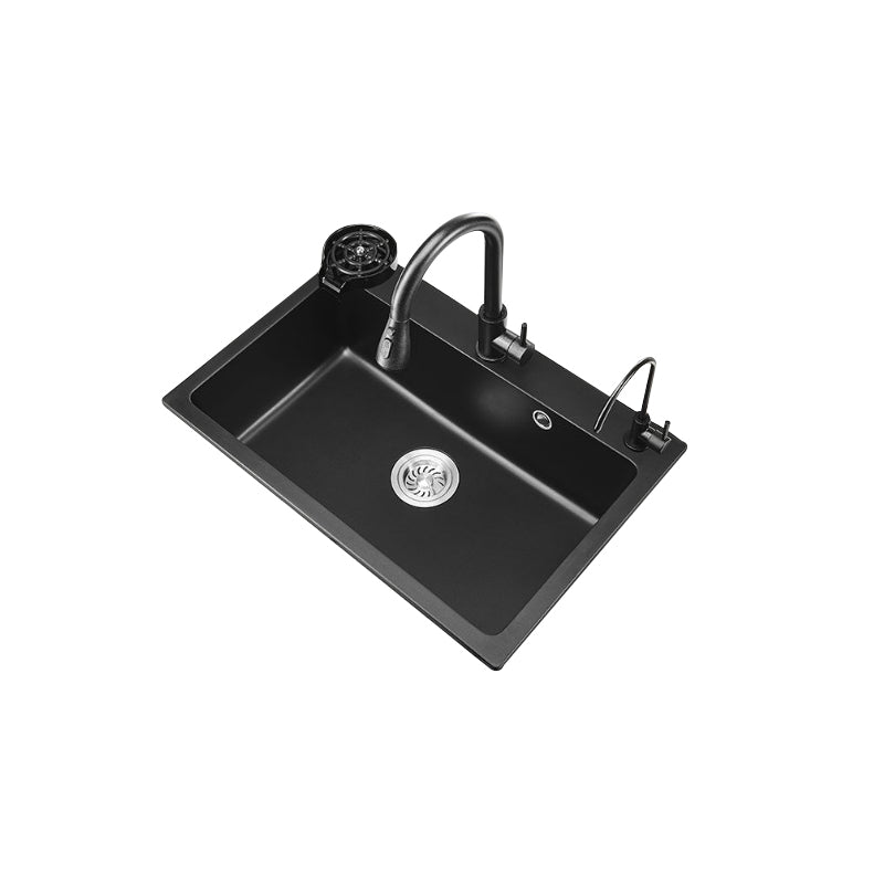 Modern Kitchen Sink White Pull-out Faucet Rectangular Anti-spill Kitchen Sink