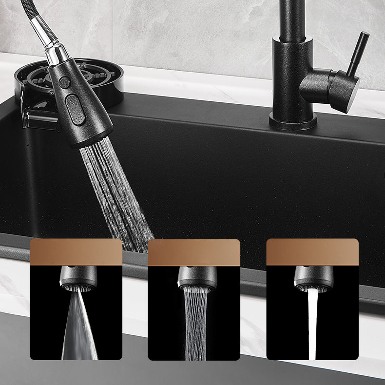 Modern Kitchen Sink White Pull-out Faucet Rectangular Anti-spill Kitchen Sink