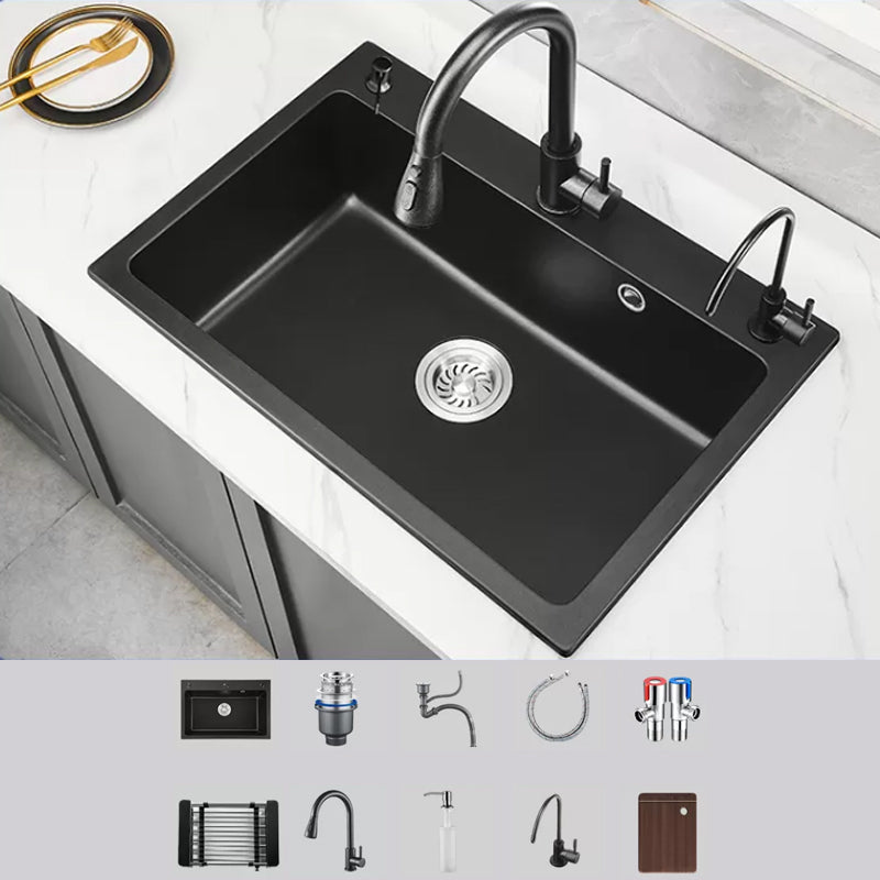 Modern Kitchen Sink White Pull-out Faucet Rectangular Anti-spill Kitchen Sink
