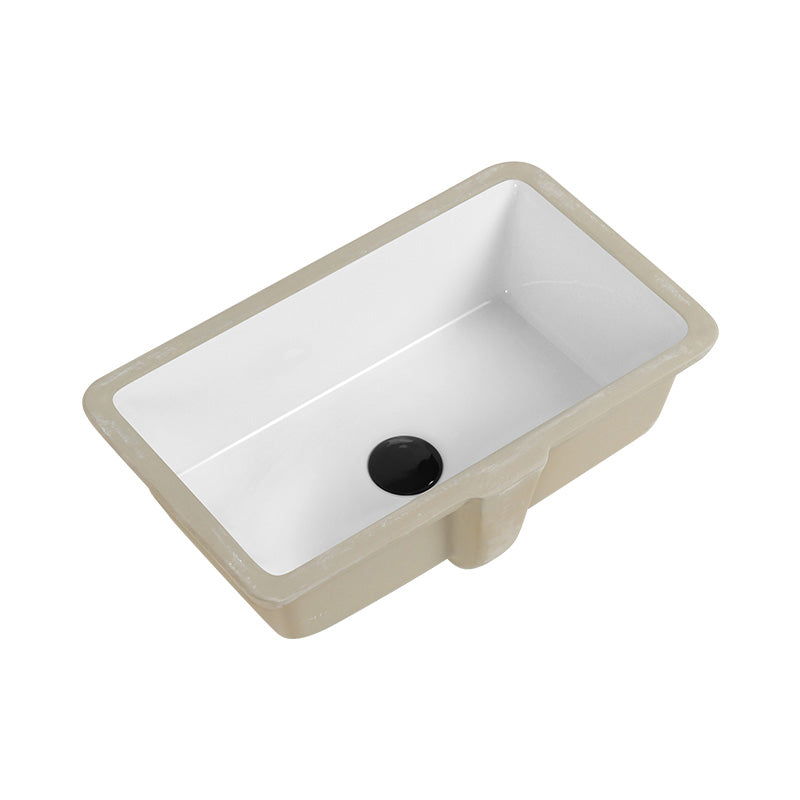 Rectangular Bathroom Sink in White with Overflow Porcelain Undermount Sink