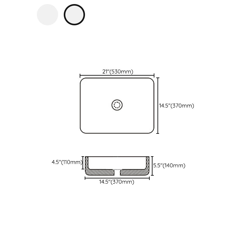 Contemporary Bathroom Sink with Pop-Up Drain Porcelain Rectangular Vessel