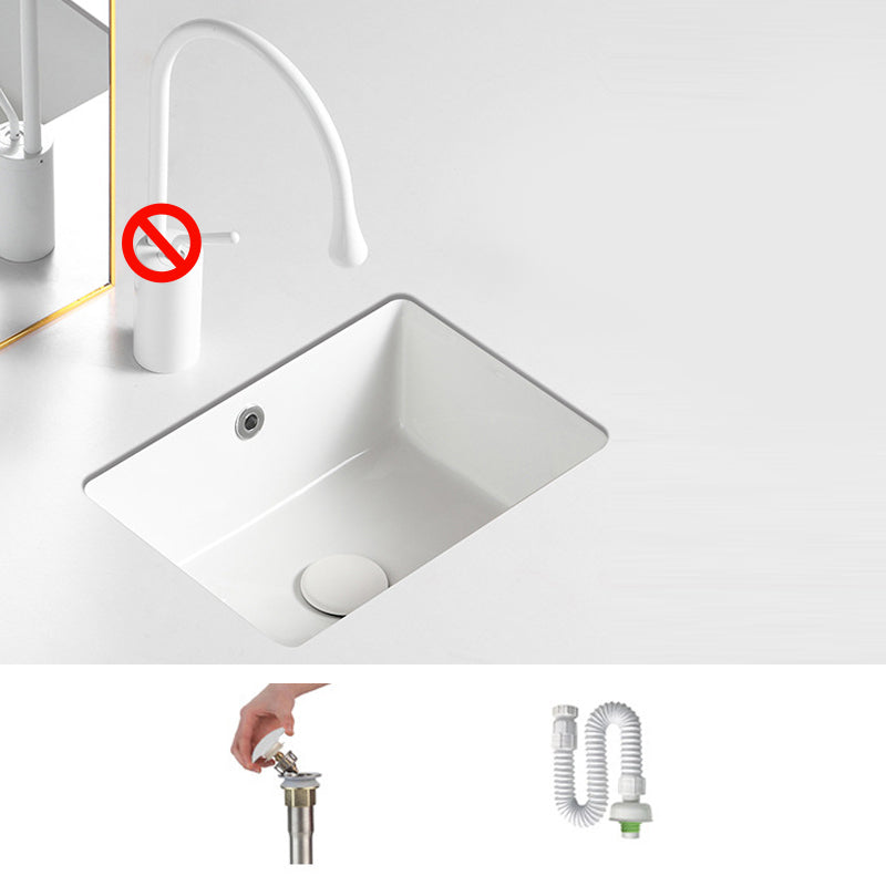 Contemporary Bathroom Sink with Pop-Up Drain Porcelain Rectangular Undermount Vanity Sink