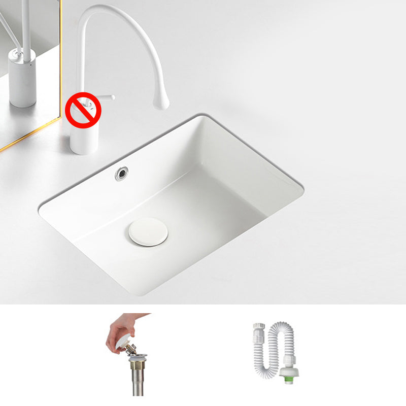 Contemporary Bathroom Sink with Pop-Up Drain Porcelain Rectangular Undermount Vanity Sink