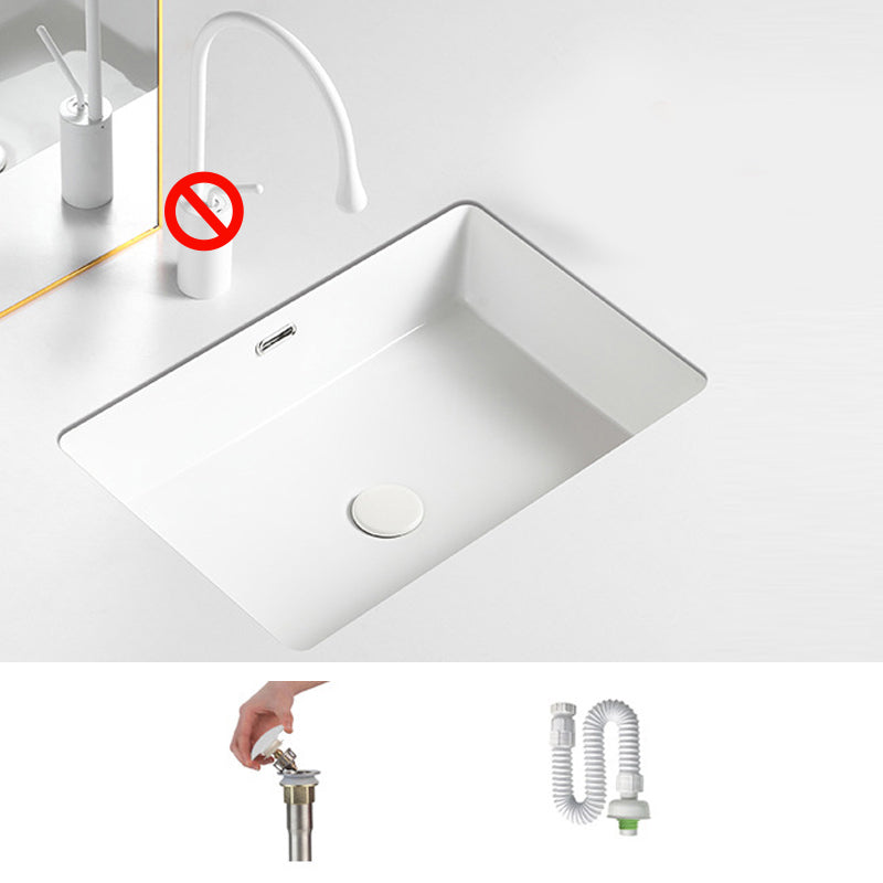 Contemporary Bathroom Sink with Pop-Up Drain Porcelain Rectangular Undermount Vanity Sink