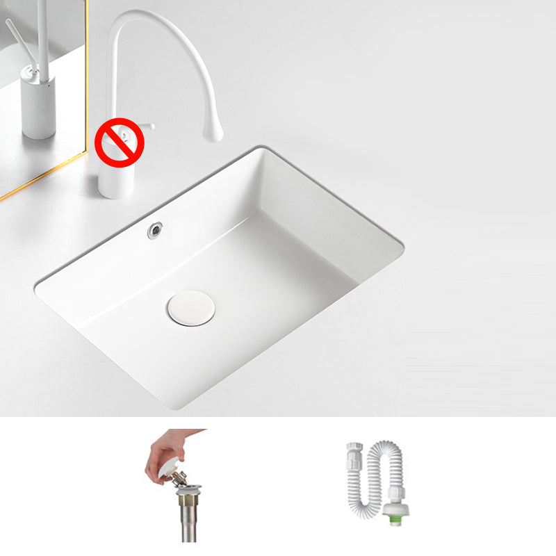 Contemporary Bathroom Sink with Pop-Up Drain Porcelain Rectangular Undermount Vanity Sink