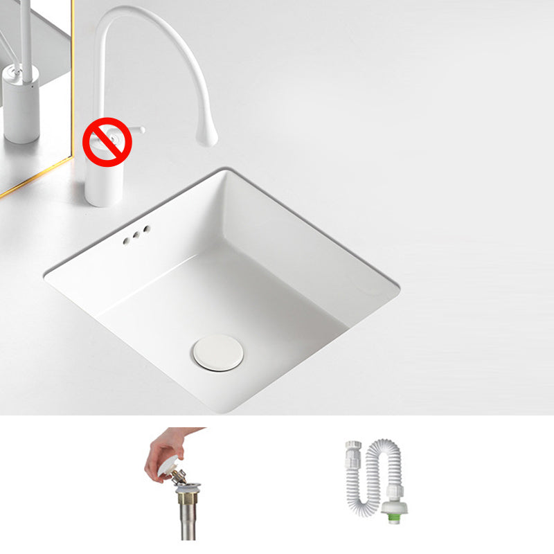 Contemporary Bathroom Sink with Pop-Up Drain Porcelain Rectangular Undermount Vanity Sink