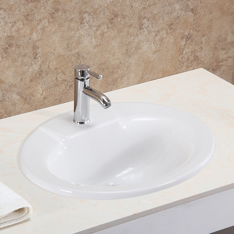 Oval Undermount Bathroom Sink Porcelain Shut-Off Valve Included Bathroom Sink