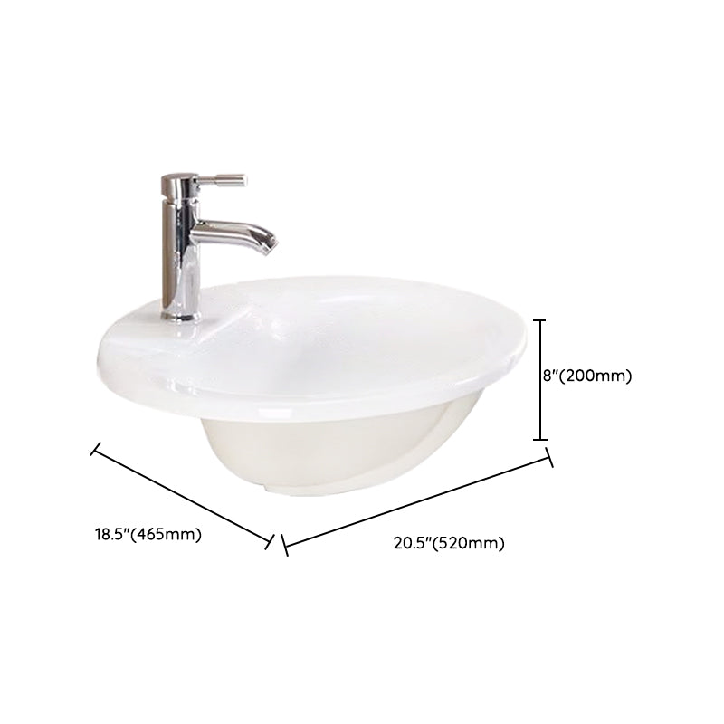 Oval Undermount Bathroom Sink Porcelain Shut-Off Valve Included Bathroom Sink