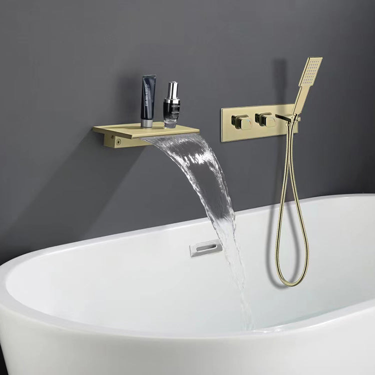 Deck Mounted Copper Roman Tub Faucet Waterfall Low Arc Roman Tub Faucet