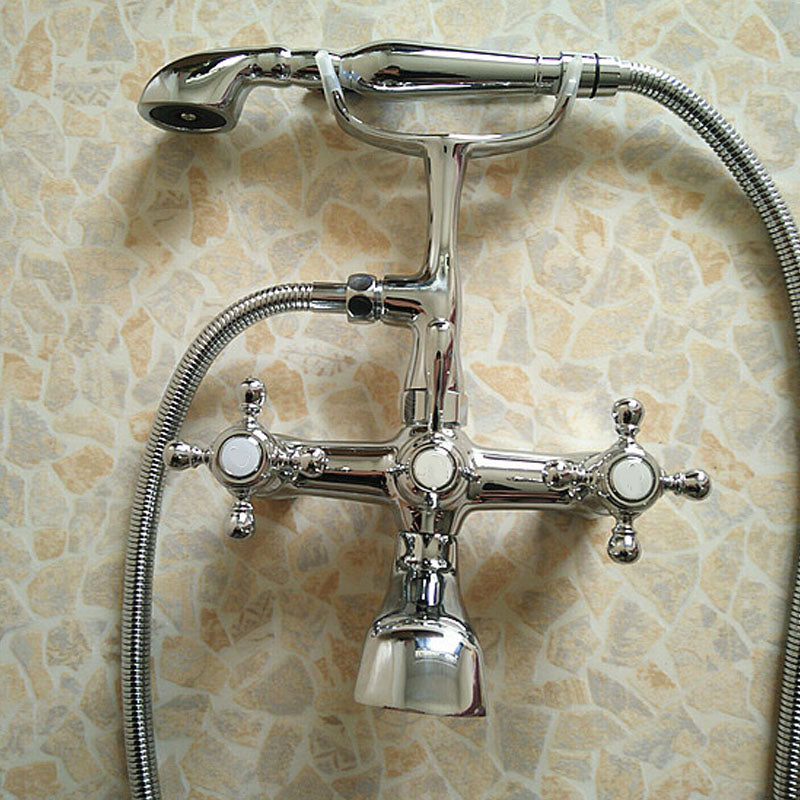 Classic Freestanding Tub Filler with Hand Shower Floor Mounted Faucet