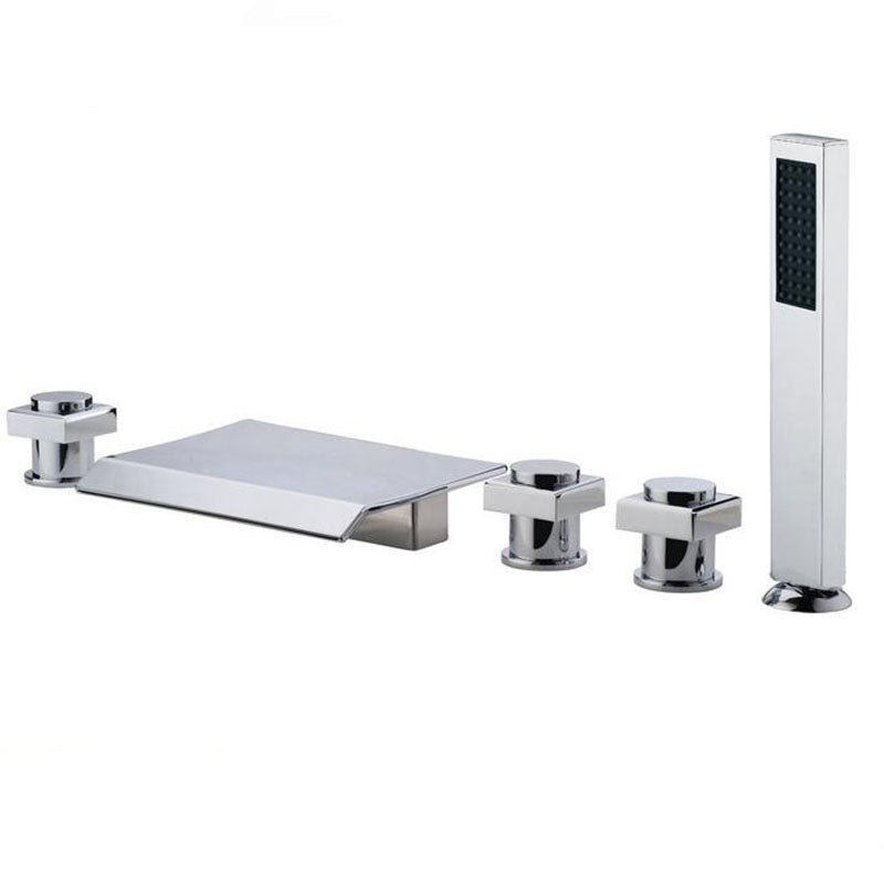Modern Roman Tub Faucet with Waterfall Spout Deck Mount Bathroom Faucet