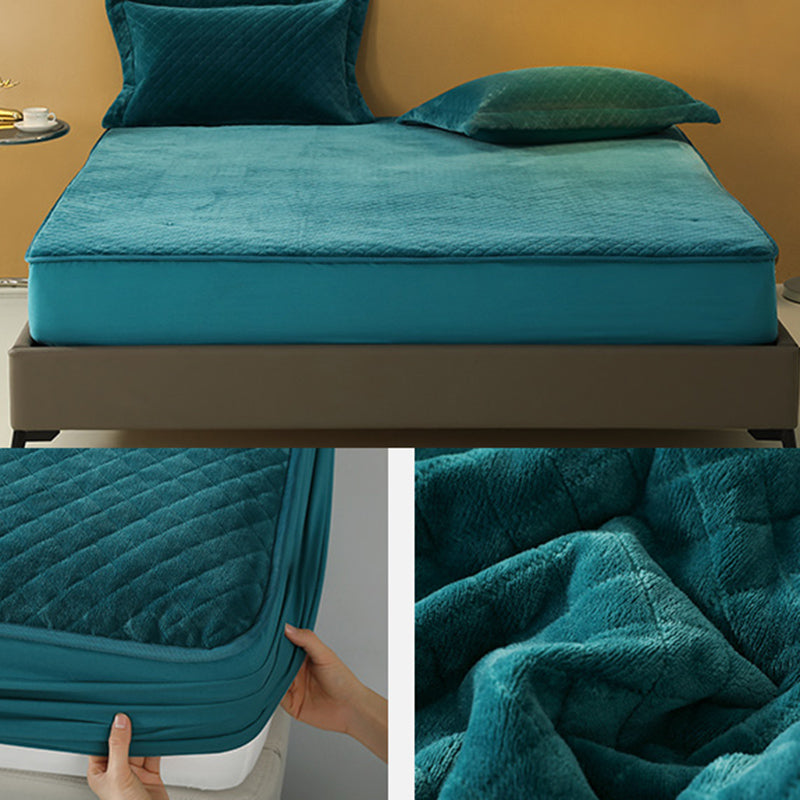 Flannel Solid Bed Sheet Set Modern Elegant Fitted Sheet for Bedroom