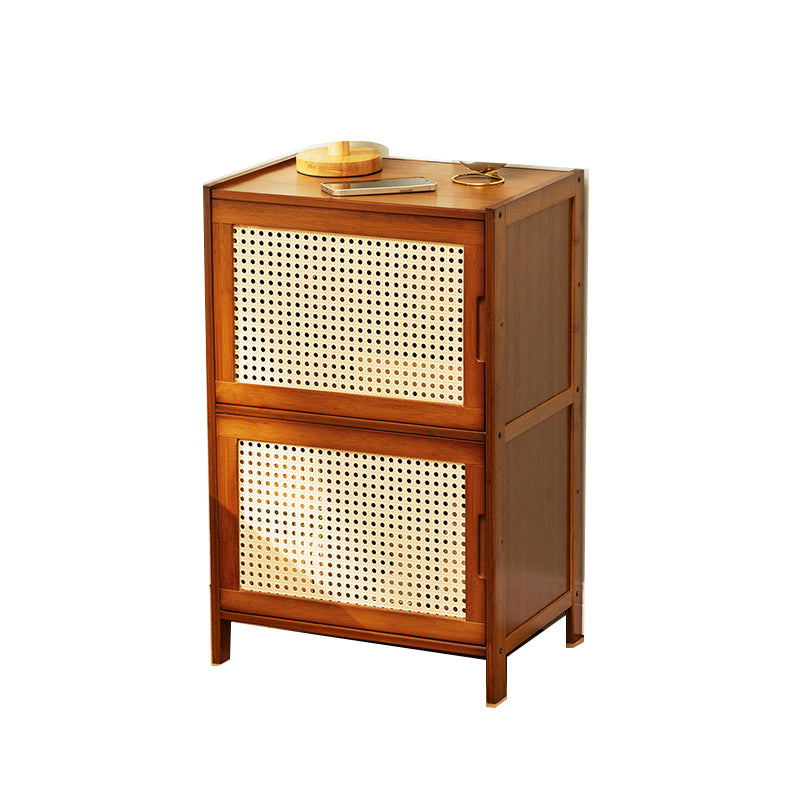 Modern Kids Nightstand Flat Top Wooden Youth Nightstand with Doors