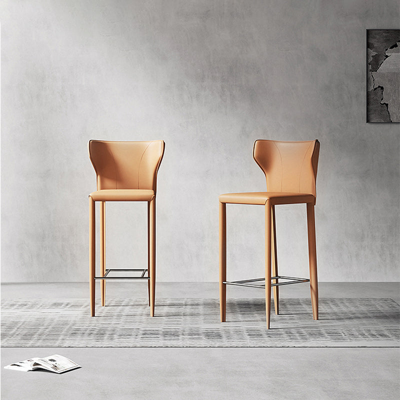 Indoor Faux Leather Counter Chair Contemporary Metal Legs Bar Stools