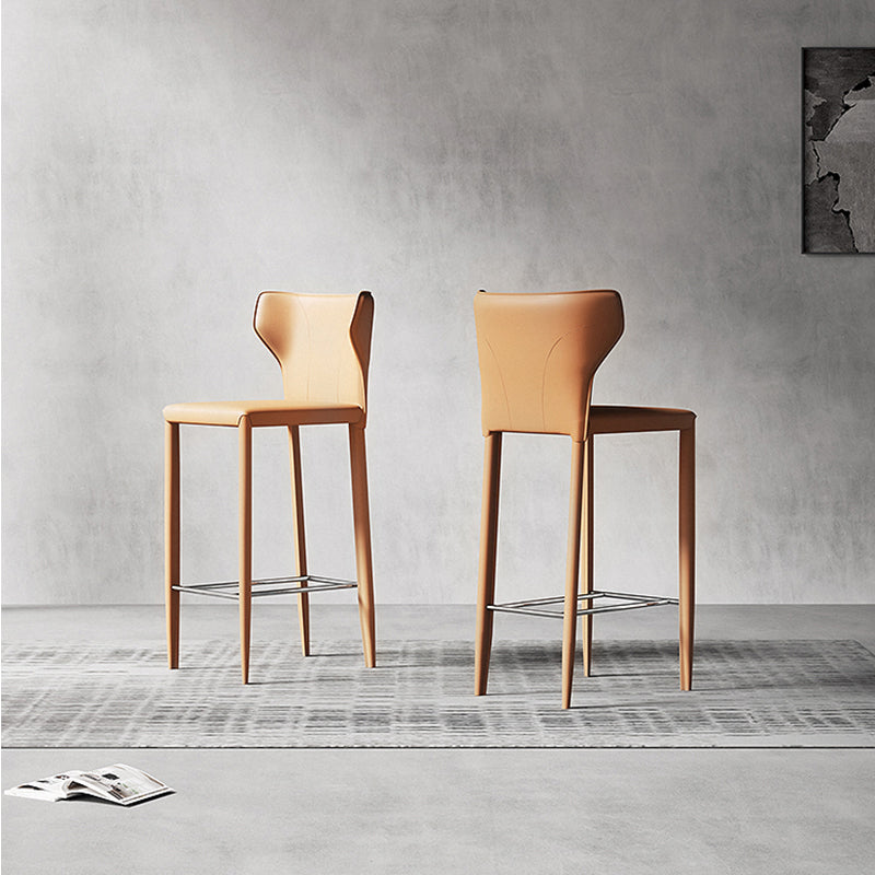 Indoor Faux Leather Counter Chair Contemporary Metal Legs Bar Stools