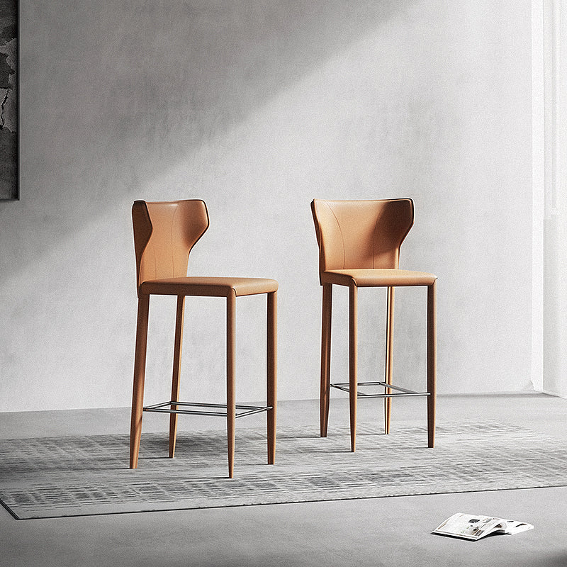 Indoor Faux Leather Counter Chair Contemporary Metal Legs Bar Stools