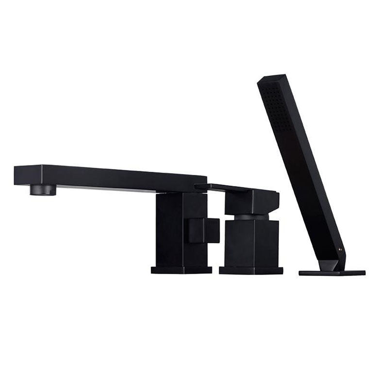 Modern Square Brass Tub Faucet with 2 Handles Deck Mount Bathroom Faucet