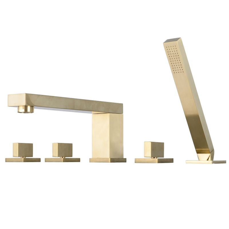Modern Square Brass Tub Faucet with 2 Handles Deck Mount Bathroom Faucet
