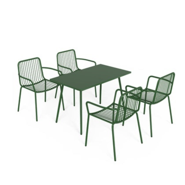 Modern Bistro Dining Table Set 1/3/5 Pcs Metal Patio Dining Table and Chairs