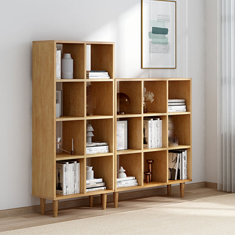 Modern Style Open Back Bookshelf Solid Wood Bookcase with Shelves