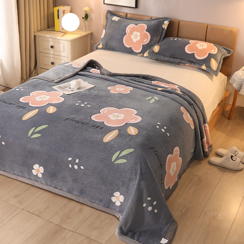 Popular Bed Sheet Cartoon Patterned Fade Resistant Non-Pilling Flannel Bed Sheet