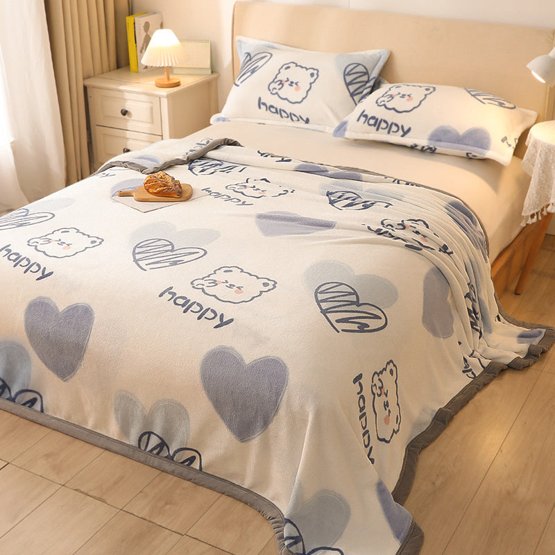 Popular Bed Sheet Cartoon Patterned Fade Resistant Non-Pilling Flannel Bed Sheet